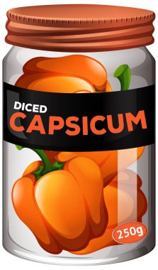 Kapsiyum muhafazası cam kavanoz illüstrasyonunda