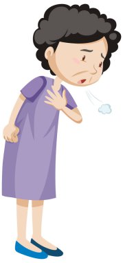 Göğüs ağrısı olan yaşlı kadın.