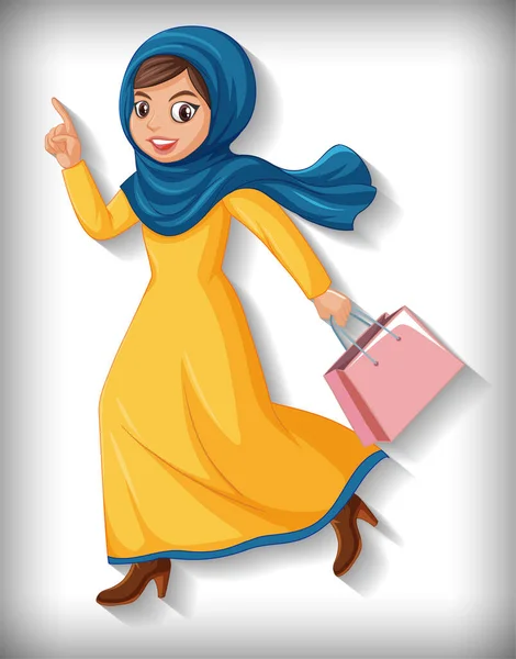 Mooie Arabische Dame Cartoon Karakter Illustratie — Stockvector