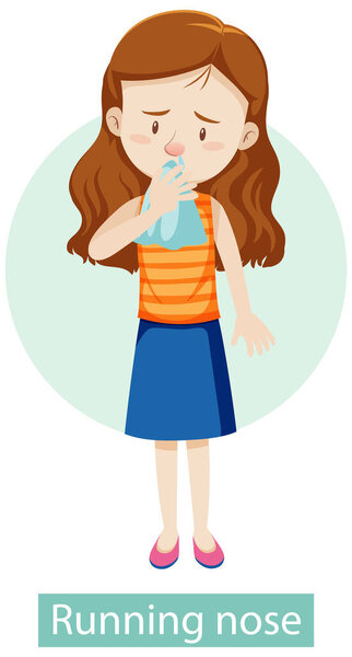 Персонаж мультфильма с симптомами бега по носу