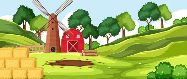 Üres Háttér Természet Farm Táj Illusztráció — Stock Vector