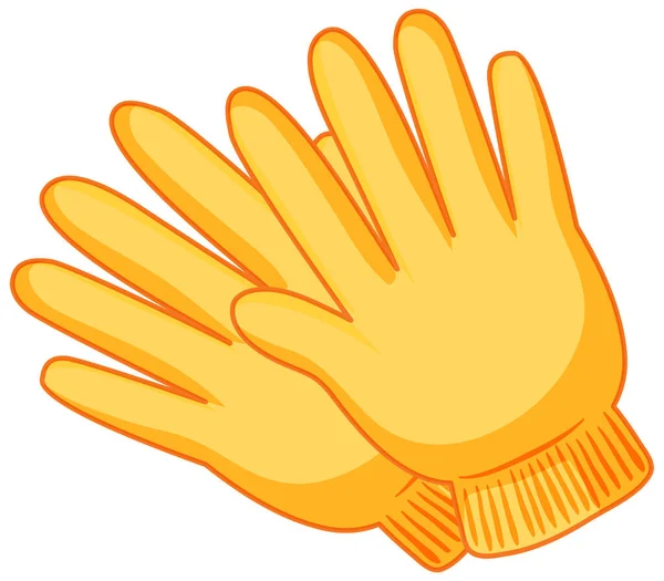 白い背景イラストに隔離された漫画スタイルで黄色の手袋 — ストックベクタ