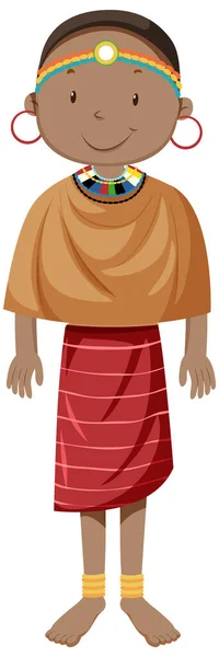Pessoas Étnicas Tribos Africanas Roupas Tradicionais Desenho Animado Personagem Ilustração —  Vetores de Stock