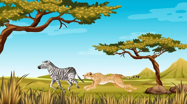 Wild Animal Running Nature Illustration — Stock Vector