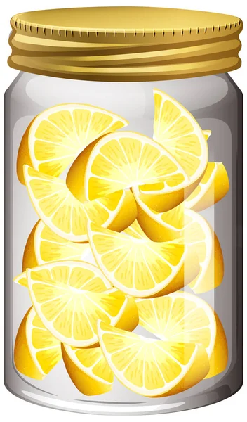 玻璃瓶插图中的柠檬 — 图库矢量图片