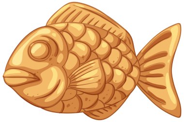 Detaylı pulları, kalın çizgileri ve ılık renk paleti olan çizgi film tarzı altın balık pastası.