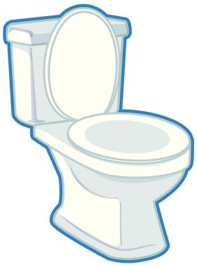 Standart bir klozetin temiz vektör çizimi, yumuşak mavi dış hat, basit düz renk biçimi