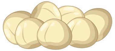 Yuvarlak ekmek rulolarının vektör çizimi, yumuşak bej renkler, temiz iştah açıcı stil.