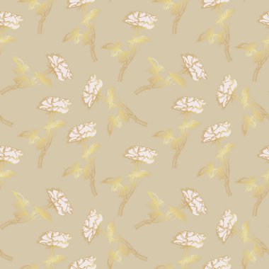 Zarif seamless modeli. Gül altın kontür ve bej renkli bir arka plan üzerinde gölgeler. Vektör.