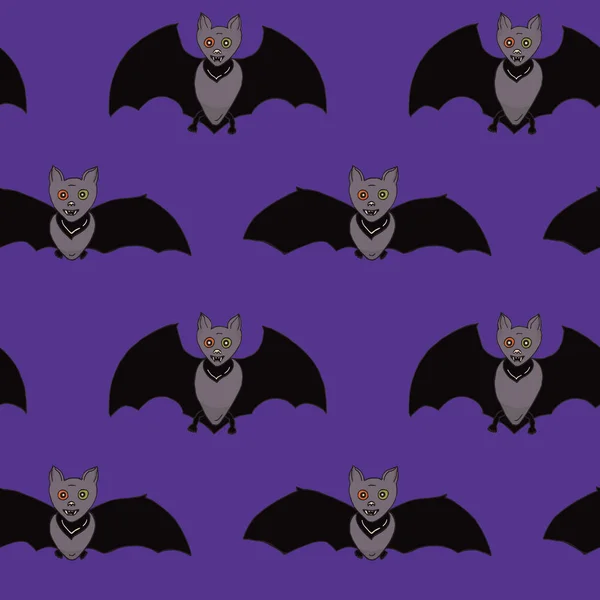 Padrão Sem Costura Para Halloween Morcegos Com Olhos Multicoloridos Fundo — Vetor de Stock