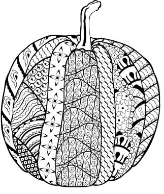 Kabak Zenart tarzında desenleri ile. Siyah ve beyaz. Beyaz arka plan. Vektör.