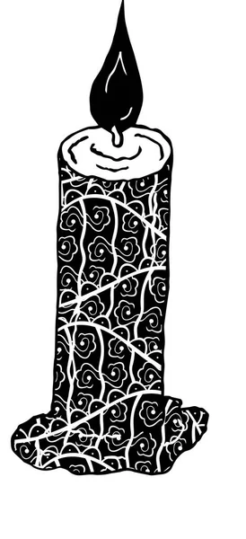 キャンドル 手で描かれた Zenart のスタイルでパターンを書き込み 黒と白 ベクトル — ストックベクタ