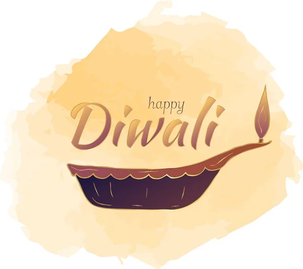 Happy Diwali Indian Lamp Background Blots Banner Vector — Stock Vector
