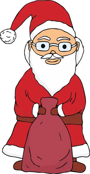 Santa Claus Trzymając Torbę Darami Ilustracja Wektorowa — Wektor stockowy