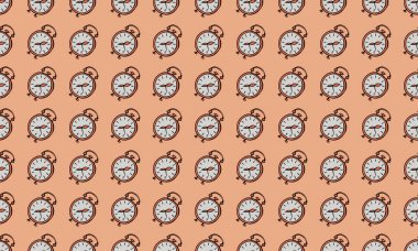 Kusursuz desen. Mercan zemin üzerindeki çalar saatler. Vektör.