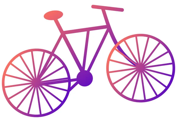 Flat Simple Bicycle Drenched Purple Orange Gradient White Background Vector — Stock Vector