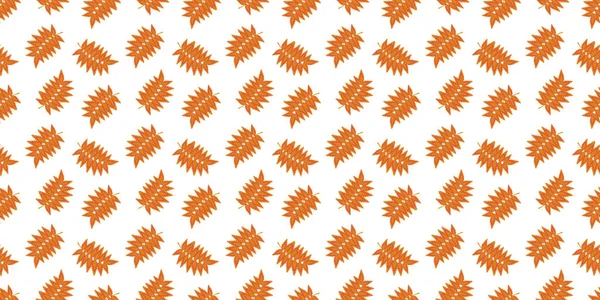 Patrón sin costuras de la caída de hojas de color amarillo anaranjado de serbal sobre un fondo blanco. Vector . — Vector de stock