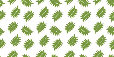 Beyaz bir arka plan üzerinde rowan yeşil yaprakları dikişsiz desen. Vektör.