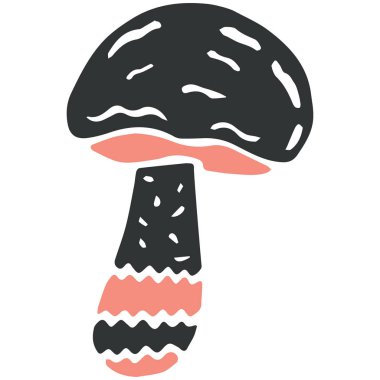 Beyaz bir arka plan üzerinde İskandinav tarzı elle çizilmiş mantar. Tasarım öğesi. Vektör çizimi.