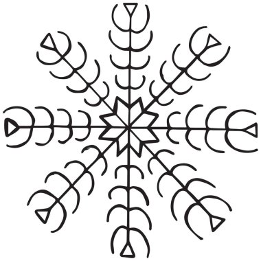 Beyaz bir arka plan üzerinde İskandinav tarzısoyut kar tanesi. Elle çizilmiş izole kış tema doodle.vector.