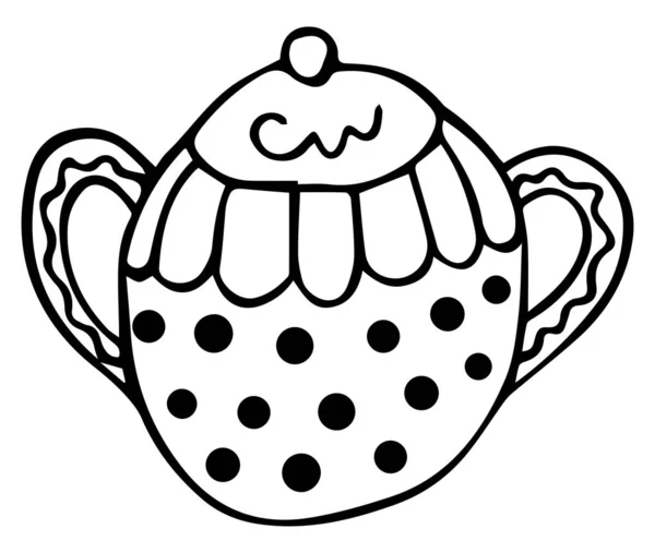 北欧風の黒と白の手描きの砂糖丼。隔離されたキッチンデザイン要素。ベクトル. — ストックベクタ