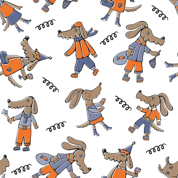Modèle de personnages de chien mignon. Fond transparent coloré — Image vectorielle