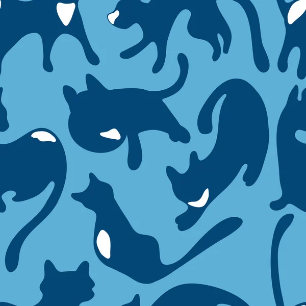 Барвистий безшовний візерунок з кішками. Цифрова ілюстрація — стоковий вектор