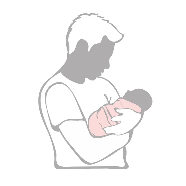 Vater hält ein neugeborenes Baby. Illustration der Vaterschaft — Stockvektor