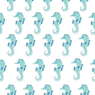 Deniz deseni. Deniz atları sorunsuz desen. Kumaşlar ve ambalaj kağıdı için idealdir