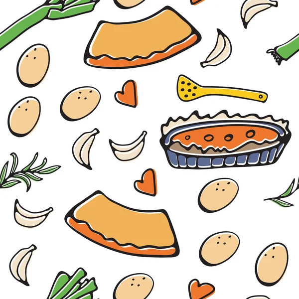 食谱模式。无缝模式与南瓜煎饼食谱 — 图库矢量图片