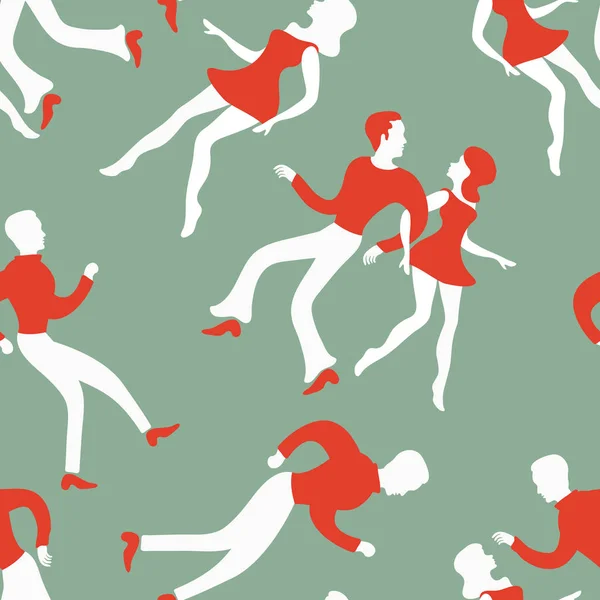 Dansen patroon. Coole mensen dansen naadloze patroon — Stockvector