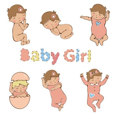 Bebekler ayarlandı. Bebek kız sevimli koleksiyonu.