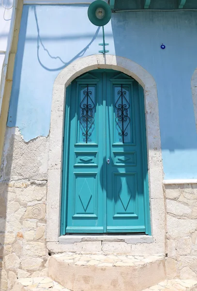 Hermosa Puerta Vieja Kastellorizo Grecia —  Fotos de Stock