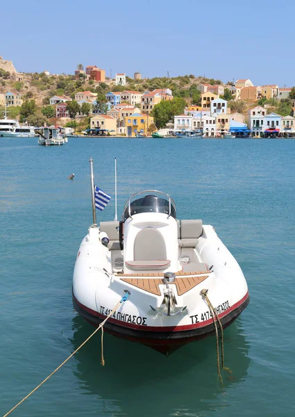 Kastellorizo Grækenland August Båd Bundet Ved Havnen August 2018 Kastellorizo - Stock-foto