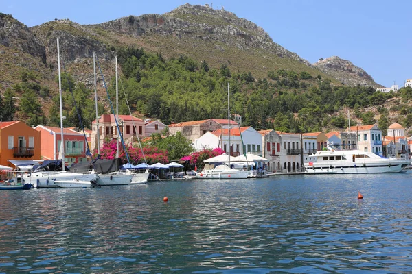 Kastellorizo Griechenland August Jachten Und Boote Hafen Angedockt August 2018 — Stockfoto