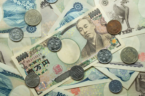 Японские Иены Банкноты Йена Официальная Валюта Японии Страны Богатой Экономикой — стоковое фото