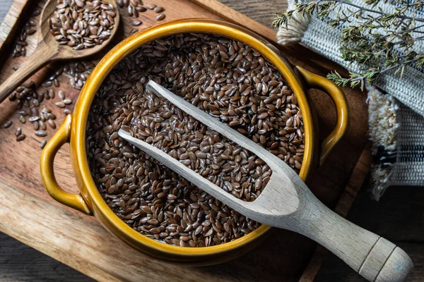 Chia Samen Einer Rustikalen Schüssel Chia Samen Sind Ein Beliebtes — Stockfoto