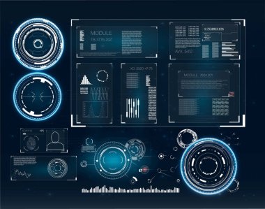 HUD. Oyun arka plan tasarımı için illüstrasyon hud ile. Dijital veri, iş arka plan. HUD UI. 