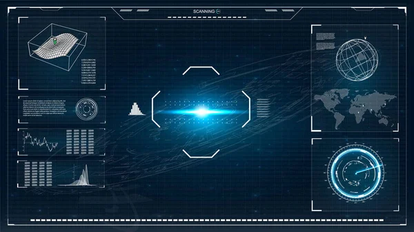 Hud. Illustrazione con hud per il design dello sfondo del gioco. Dati digitali, background astratto aziendale. Hud ui . — Vettoriale Stock