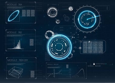 HUD bilgisayar oyun tasarımı için. Dijital radar ekranı. Geleceğin teknolojisi ekran tasarımı. 