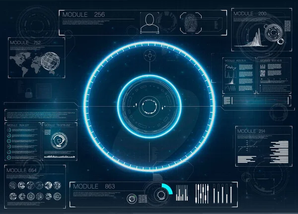 Modern radar, herhangi bir amaç için büyük tasarım. Bilgisayar monitörü vektör çizim. Modern düz ekran bilgisayar monitörü.