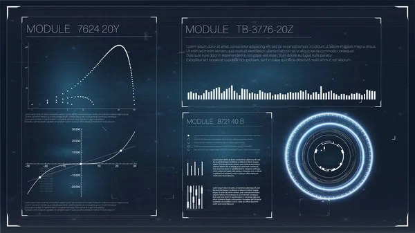 Modello di business con hud per il concept design. Schermo radar digitale. Hud ui . — Vettoriale Stock