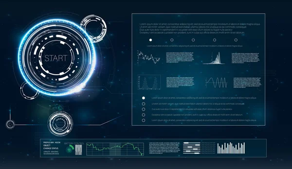 Mavi arka plan üzerinde düz stil HUD. Bilgisayar ekran simgesini.