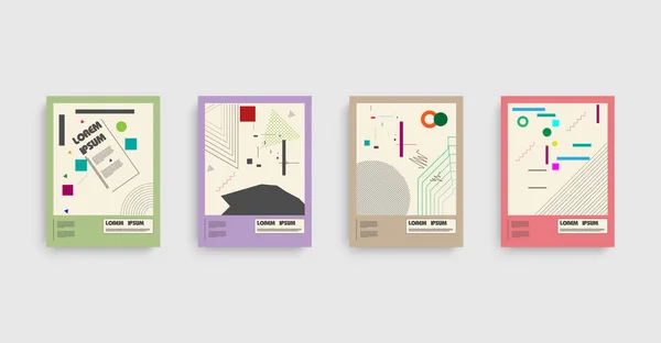 Modernes Set mit Bauhaus für Booklet-Design. Vektor abstrakt geometrisches Design Banner Web-Vorlage. — Stockvektor