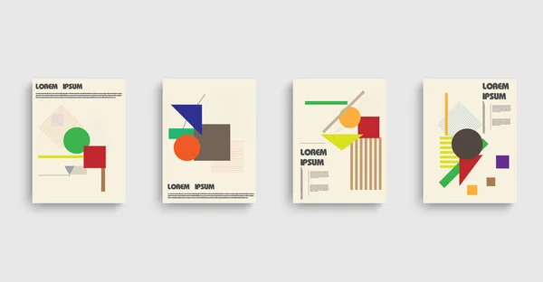 Bauhaus o folleto. Folleto vectorial, folleto, plantilla de póster de portada de revista . — Archivo Imágenes Vectoriales