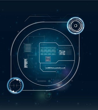 Resimde. Radar ekranı. İletişim simgesi. Bilgi teknoloji arka plan. 
