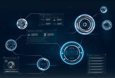 Düz hud veya Infographic beyaz arka plan üzerinde. Bilgisayar monitörü vektör çizim. 