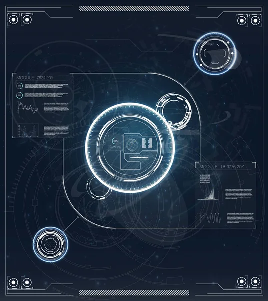 Modern Soyut illüstrasyon mavi hud oyun ışık arka plan ile. Fütüristik hud Kullanıcı arabirimi vektör arka plan. Bilgi teknoloji arka plan.