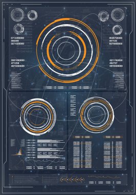 HUD radar veya illüstrasyon. HUD futuristik bir arayüze kavramı vektör arka plan. Soyut gelecek, kavram vektör futuristik bir arayüze.