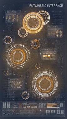 HUD radar. HUD radar, herhangi bir amaç için büyük tasarım. Fütüristik soyut teknoloji arka plan yenilik kavramı vektör çizim. 